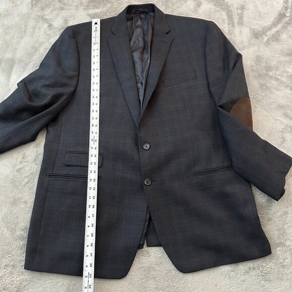 *flaw* Vintage Lauren Ralph Lauren Men's Blazer 48 L Plaid Patch Elbows Wool - Picture 4 of 8